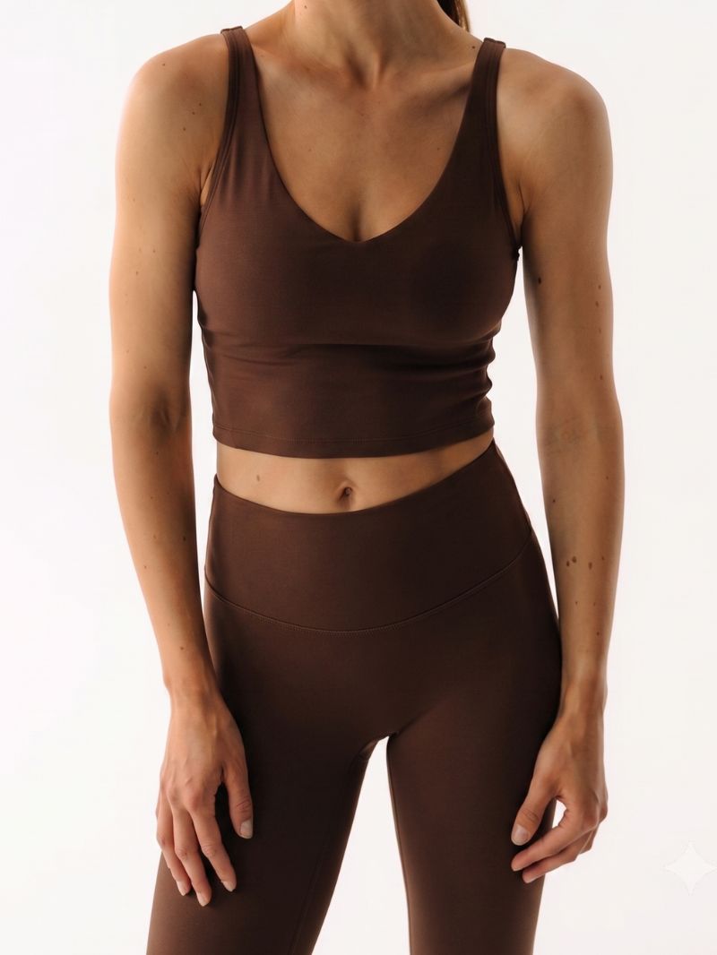 Brązowy damski crop top do ćwiczeń Grace