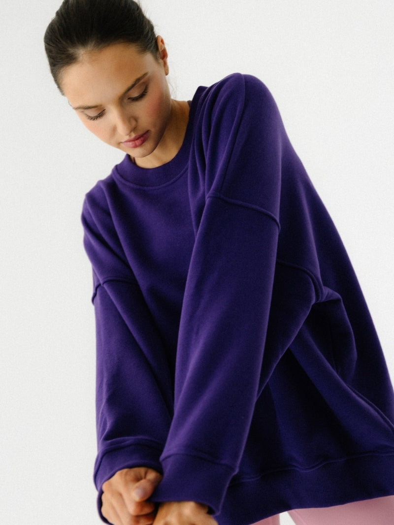 Luźna bawełniana bluza oversize w fioletowym kolorze z serii KIND