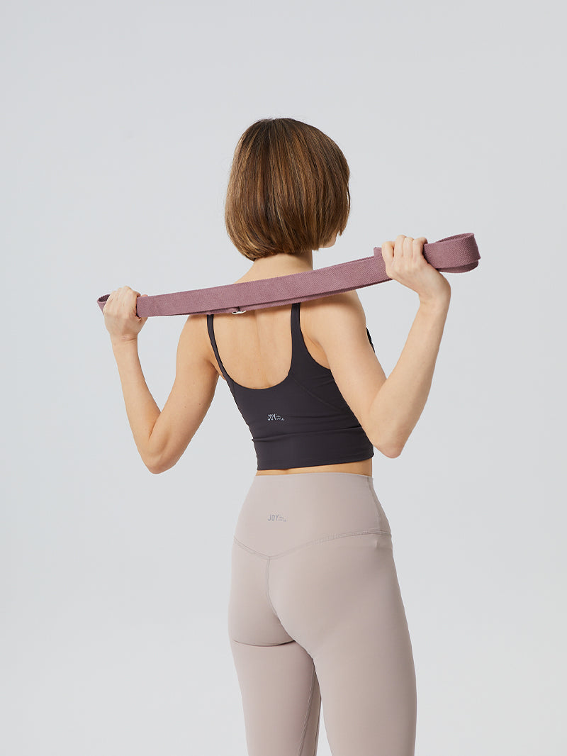 różowy bawełniany pasek do jogi Hold Stretch
